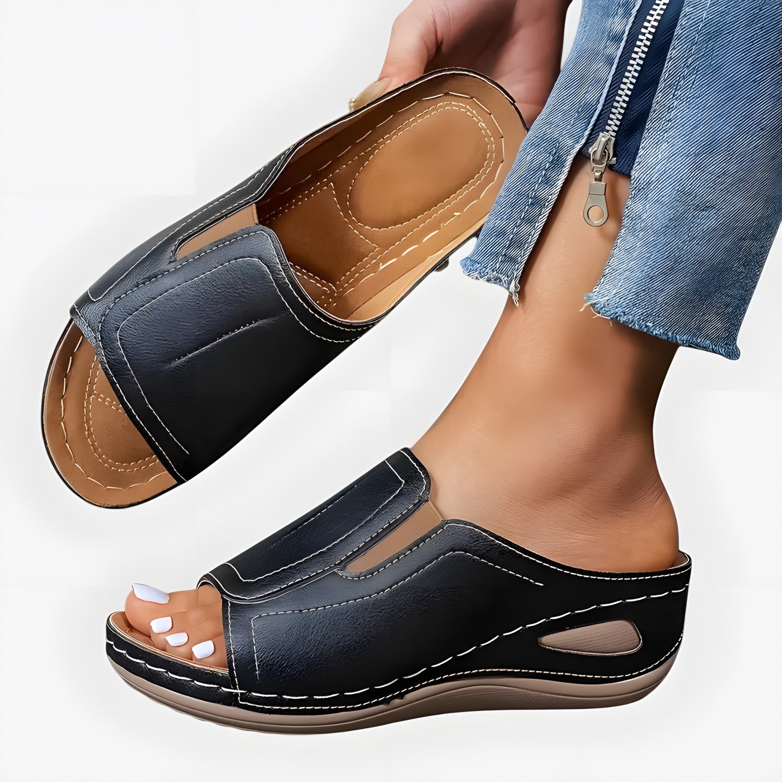 Hazel | Sandales orthopédiques femme confort Noir