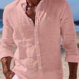 LINEN BLEND BUTTON SHIRT FOR MEN