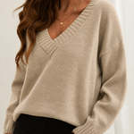 Claudine | Pull ample à col V côtelé
