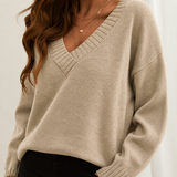 Claudine | Pull ample à col V côtelé