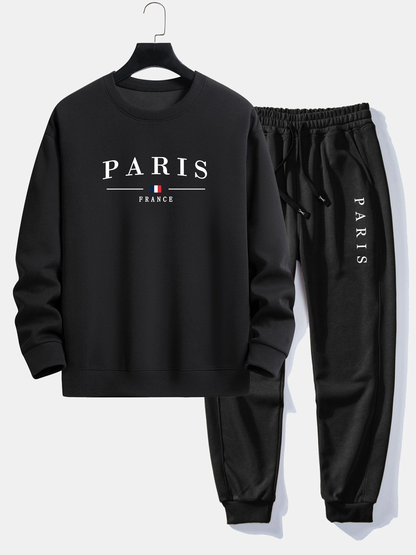 Ensemble — sweat à col rond coupe décontractée à imprimé Paris & pantalon de jogging