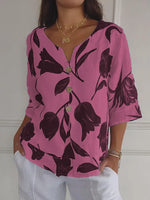 Noëlle | Blouse fleurie à col V
