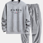 Ensemble — sweat à col rond coupe décontractée à imprimé Paris & pantalon de jogging