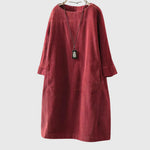 Grace — Robe Midi en Velours Côtelé Détendue