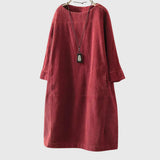 Grace — Robe Midi en Velours Côtelé Détendue