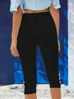 Oriane | Pantalon corsaire à fente boutonnée
