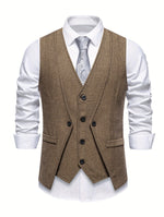 V NECK BUTTON VEST FOR MEN