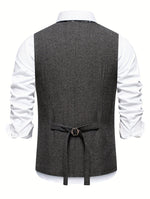 V NECK BUTTON VEST FOR MEN