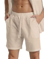 LINEN DRAWSTRING LOOSE SHORTS FOR MEN
