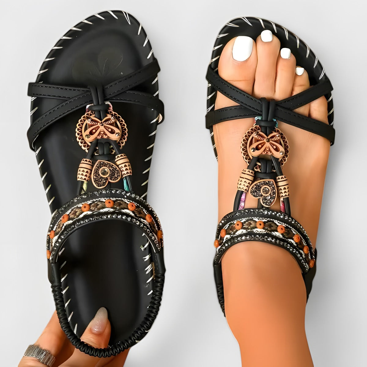 Jayla | Sandales orthopédiques femme confortables Noir Graphite