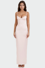 Muriel | Robe longue droite à bustier corseté
