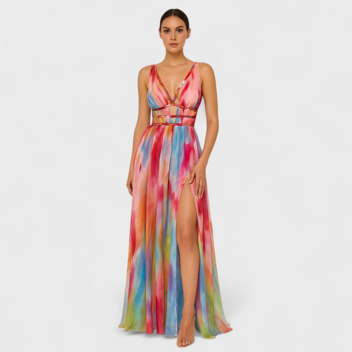 Flore | Robe longue imprimée aquarelle