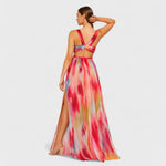 Noémie | Robe longue fendue à imprimé aquarelle