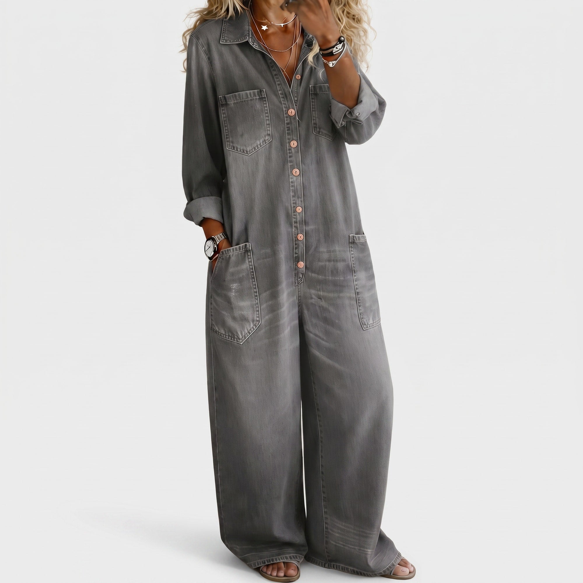 Pia | Combinaison femme décontractée et confortable Gris