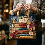 Sac Artisanal - Pile de Livres et Fleurs