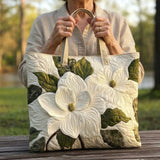 Sac Artisanal Matelassé - Magnolias Blancs
