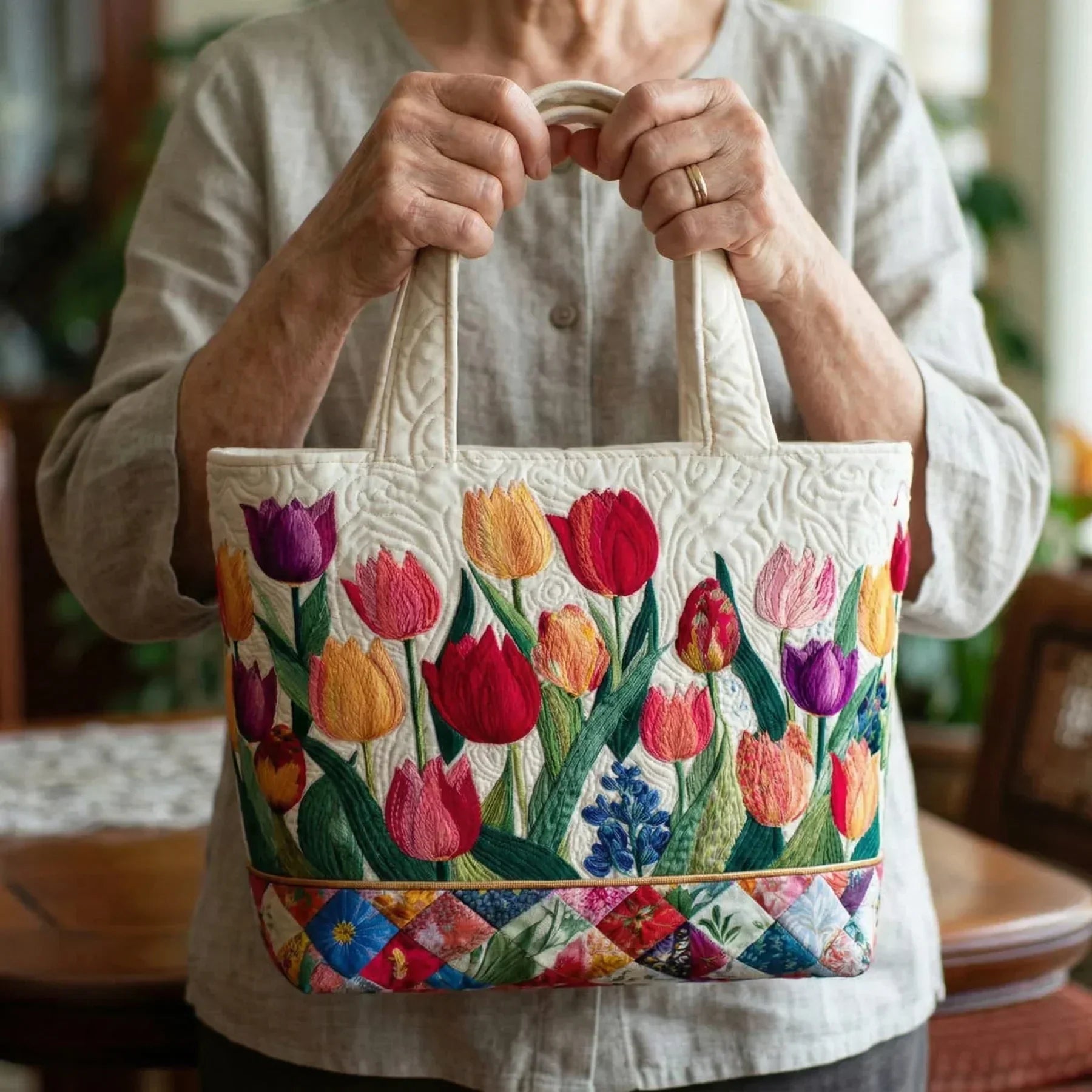 Sac Artisanal Matelassé - Jardin de Tulipes