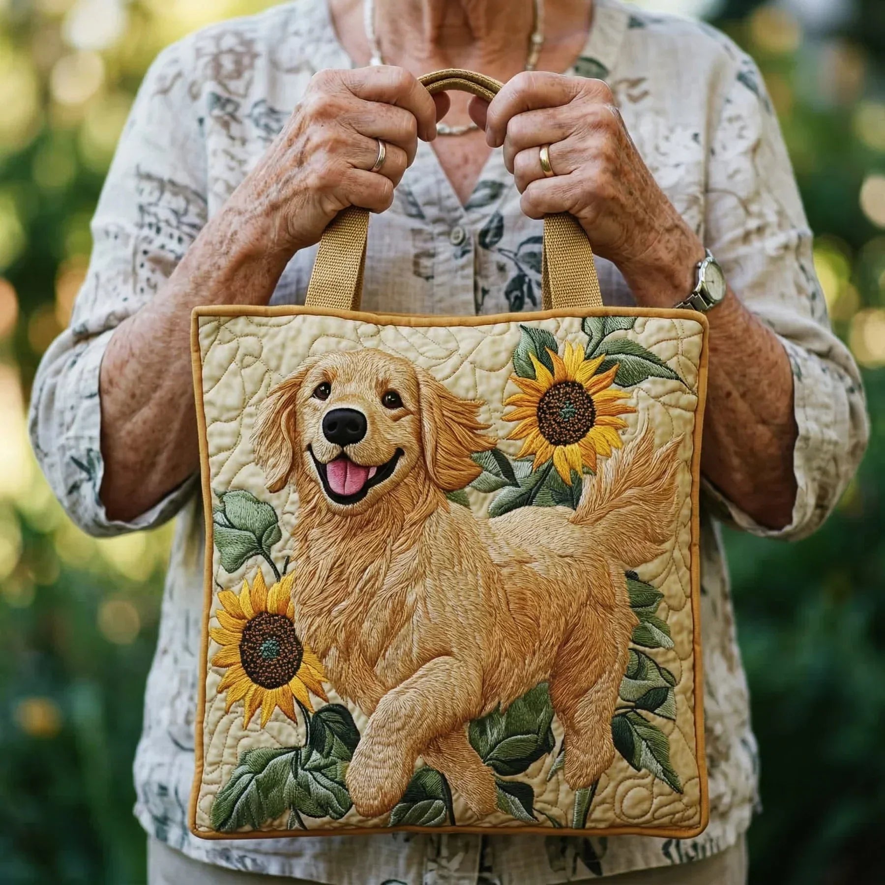 Sac Artisanal - Golden Retriever aux Tournesols