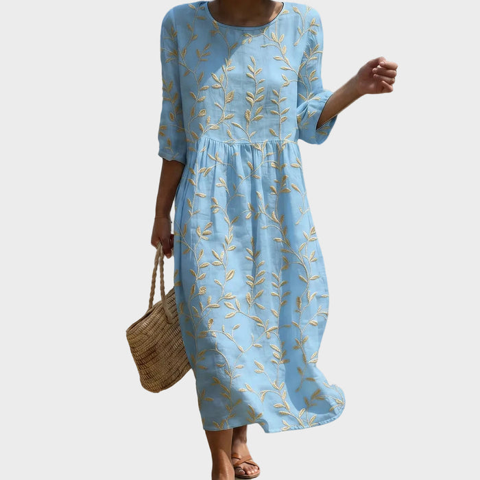 Natália | Robe midi col rond imprimée