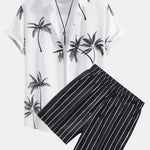 Ensemble Capucine — chemise à imprimé palmiers & short de bain rayé