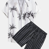 Ensemble Capucine — chemise à imprimé palmiers & short de bain rayé