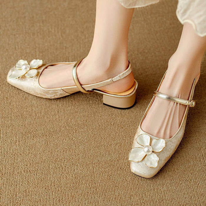Mary Janes Slingback à Fleur