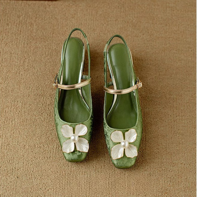 Mary Janes Slingback à Fleur