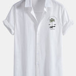 Chemise boutonnée en lin et coton à imprimé palmiers California