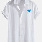 Ensemble — chemise en lin et coton à imprimé palmiers bleus & short de bain