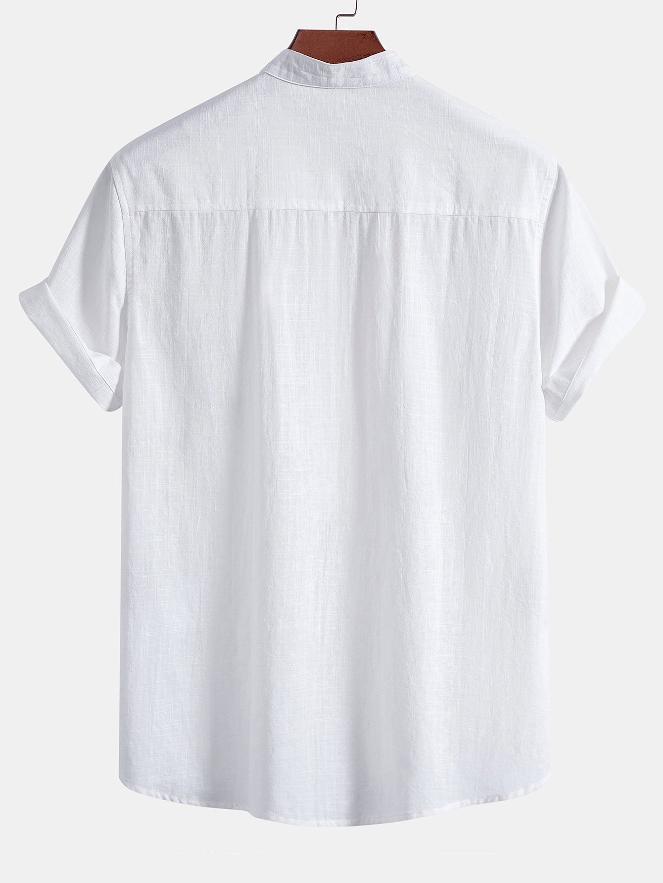 Chemise en lin et coton à col officier et imprimé palmiers Hawaï