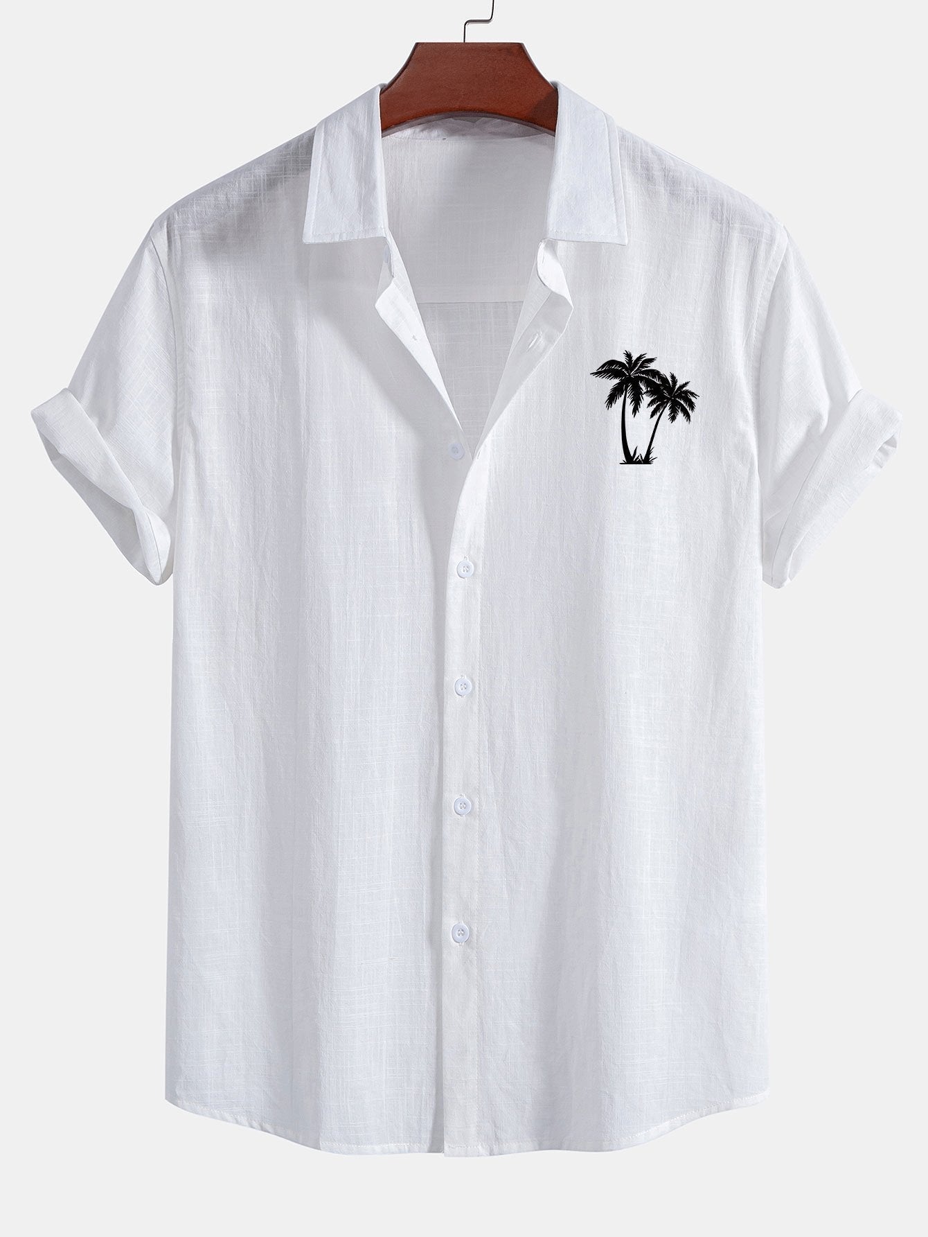 Ensemble — chemise en lin et coton à imprimé palmiers & short de bain