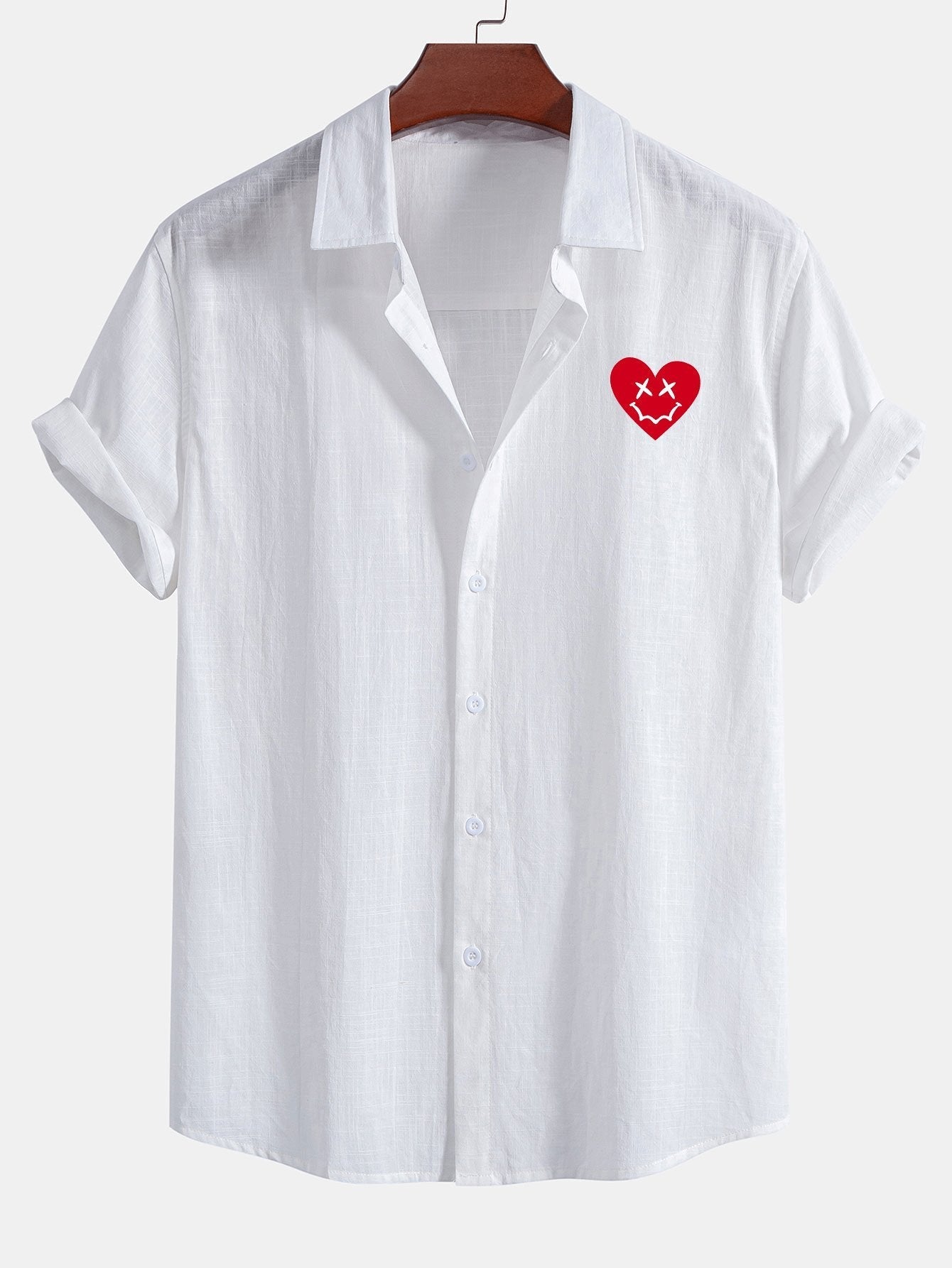 Ensemble — chemise en lin et coton à imprimé cœurs smiley & short de bain