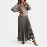 Séverine | Robe-pull longue à jupe plissée