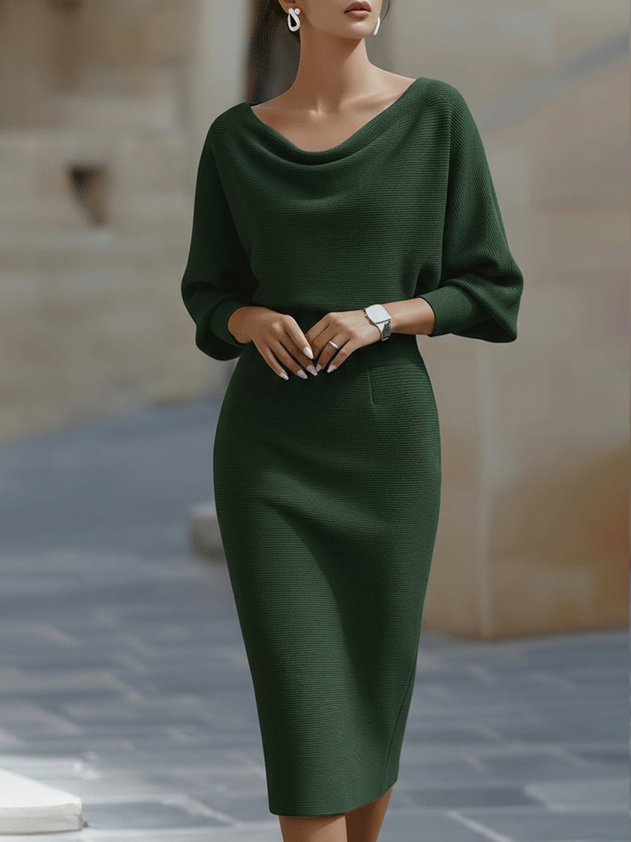 Alix | Robe de cocktail à col bénitier Vert, photo studio
