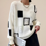 Lydie | Pull ample en maille à carreaux ajourés