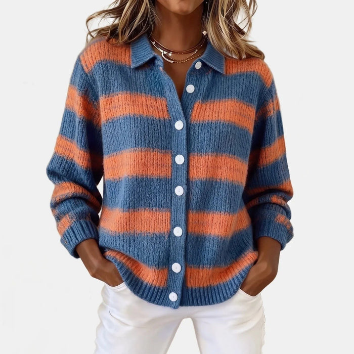 Cardigan à Carreaux Bleu et Orange