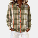 Léonie | Cardigan à carreaux et fines rayures, col chemise