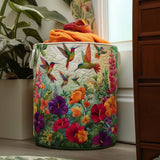 Panier à Linge Matelassé - Colibris et Fleurs Vives