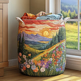 Panier à Linge Matelassé - Prairie au Soleil Couchant