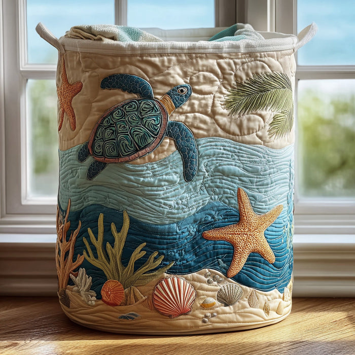 Panier à Linge Matelassé - Tortue et Coquillages