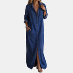 Edwige | Robe chemise longue boutonnée à poches