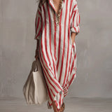 Luisa | Robe-chemise longue à rayures coupe oversize