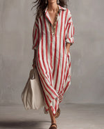 Luisa | Robe-chemise longue à rayures coupe oversize