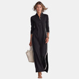 Maya | Robe longue chemise à liseré contrasté