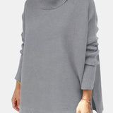 Priscille | Pull ample à col roulé et ourlet fendu