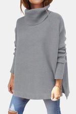 Priscille | Pull ample à col roulé et ourlet fendu