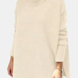 Priscille | Pull ample à col roulé et ourlet fendu