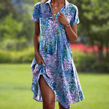 Adèle | Robe d’été élégante à col V et motif ornemental
