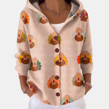 Marceline | Cardigan à capuche à motif dindons