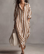 Luisa | Robe-chemise longue à rayures coupe oversize